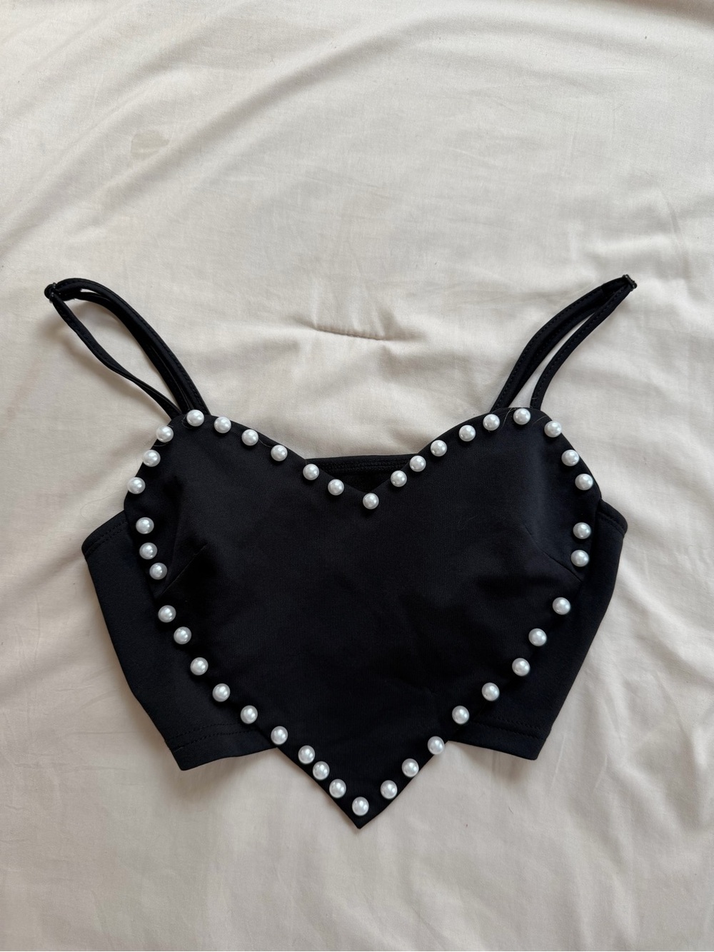 Heart shaped top with pearl trim